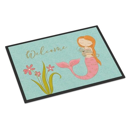 Carolines Treasures Carolines Treasures BB8548MAT Mermaid with Cat Welcome Indoor or Outdoor Mat - 18 x 27 in. BB8548MAT